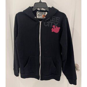 Free City Full Zip Black Hoodie Let's Go Size MEDIUM
